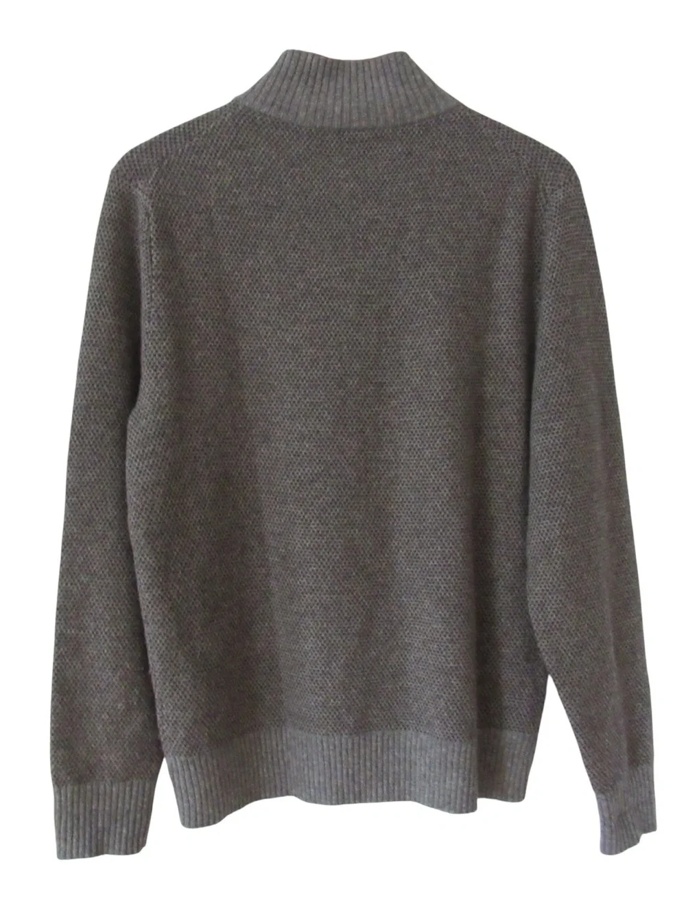 J Crew Rugged Merino Gray Sweater Medium Birdseye Half Zip Pullover Mock Neck